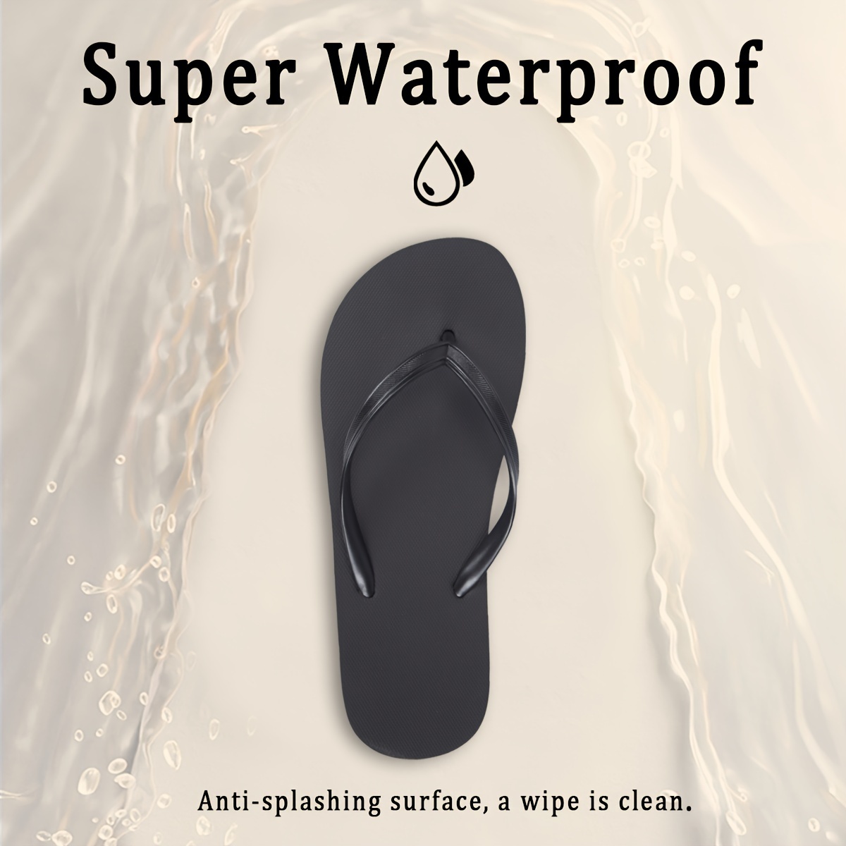 Women'S Summer Flip-Flops - Black Thick Sole Beach Sandals for Home, Travel & Vacation Wear