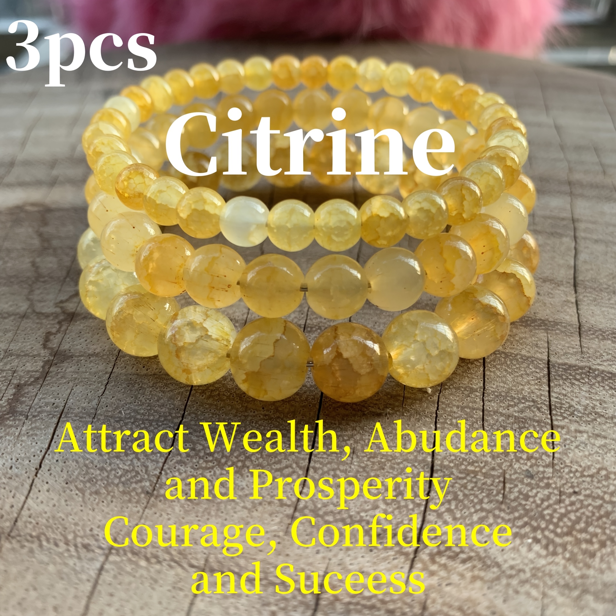 E-shop 3-teiliges Naturstein-Armband - und Fülle, Mut und Selbstvertrauen, - , Yoga, Freizeitkleidung - Einfache Perlen, positives Geschenk - Unisex,