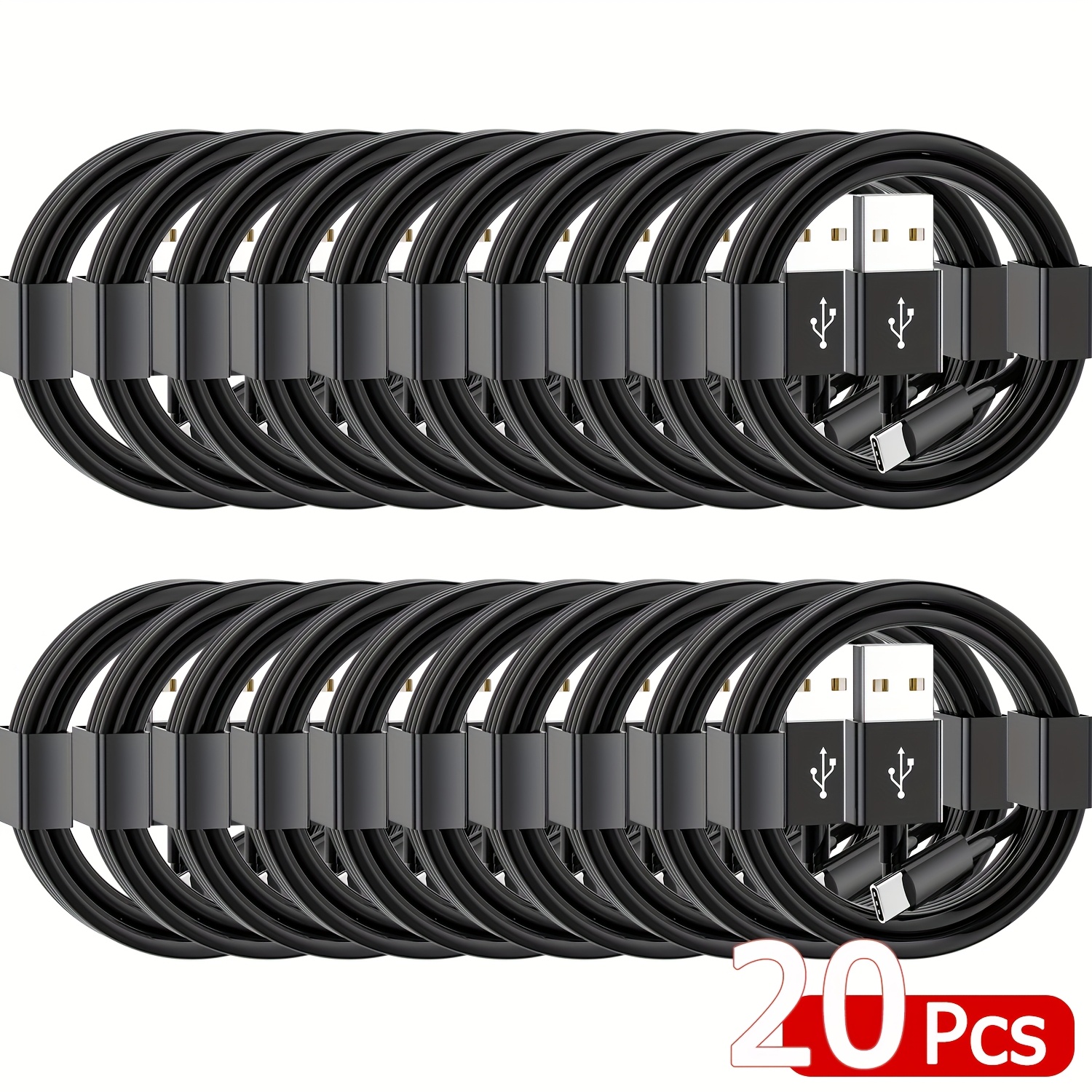 Set Of 20 Fast Usb Type C Charging Cables, 3.3ft Usb A To Usb C Data Cords Compatible With , Galaxy, Iphone 15, 15 Plus, 15 Pro, 15 Pro Max, And Other Usb C Cables For Smartphones