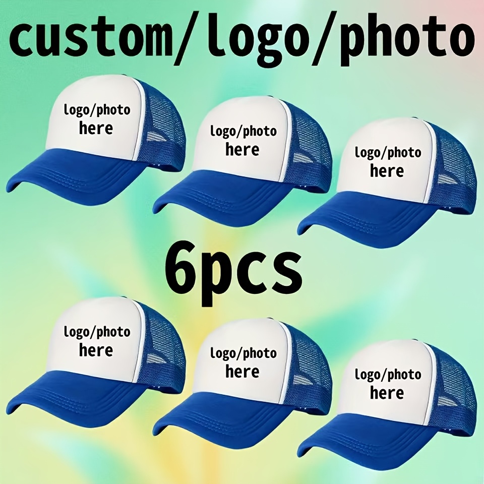 TEMU [customization] 6pcs , Men Women Baseball Caps, Personalized With Text, Photo Or Logo