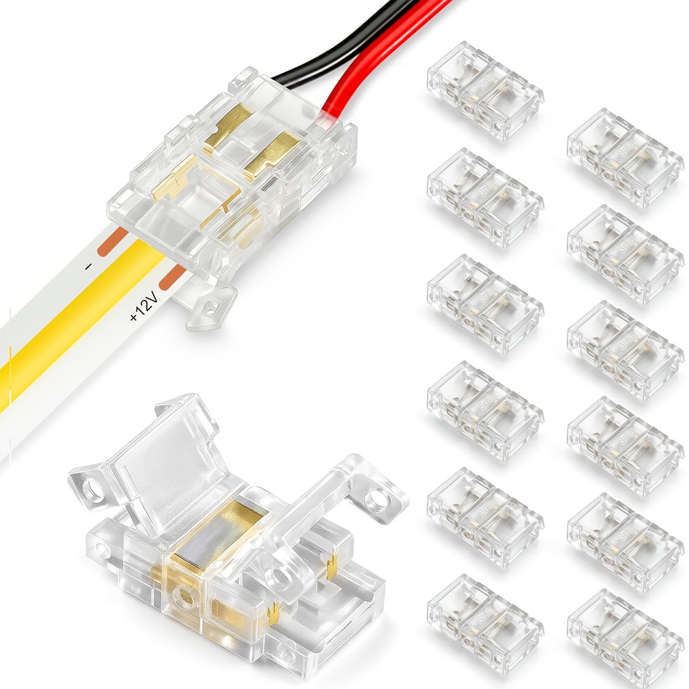 TEMU 13 Packs de connecteurs de bande LED 2 broches 8 mm, connecteurs de soudure, connecteurs pour les bandes aux fils dans de rail espace pour 12 V