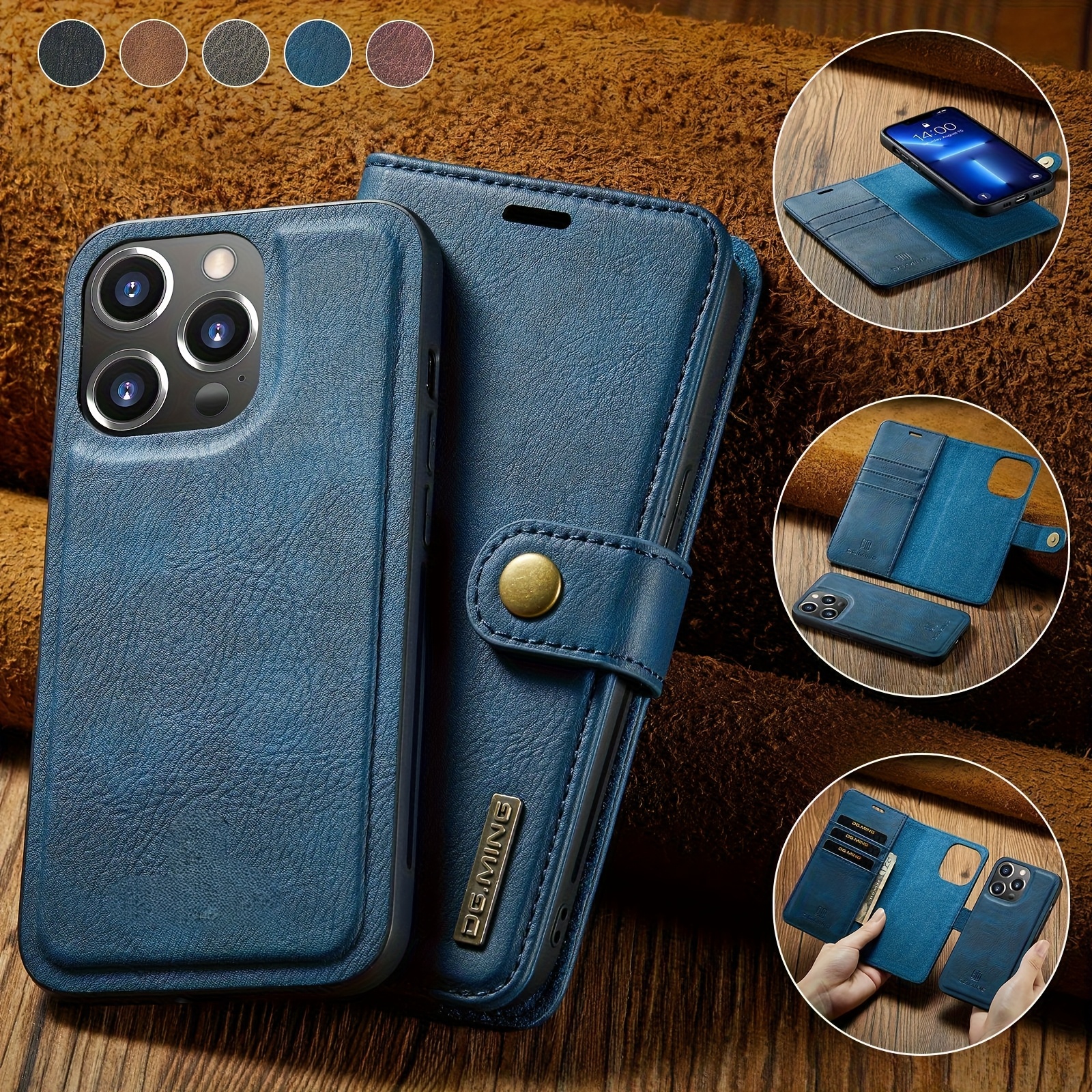 TEMU Phone Case: Business-style Foldable Faux Leather Case With Built-in Credit Card Holder Fashion Protective Cover For Iphone 16 Pro Max, Fully