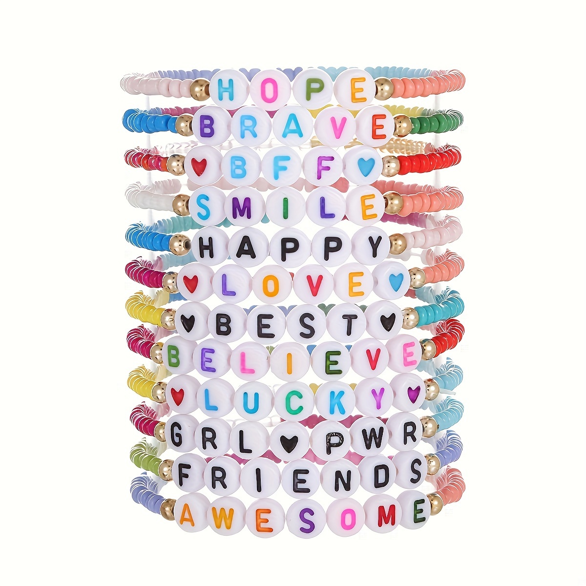 

48pcs Boho Style Friendship Bracelet Set With Colorful Soft Clay Beads