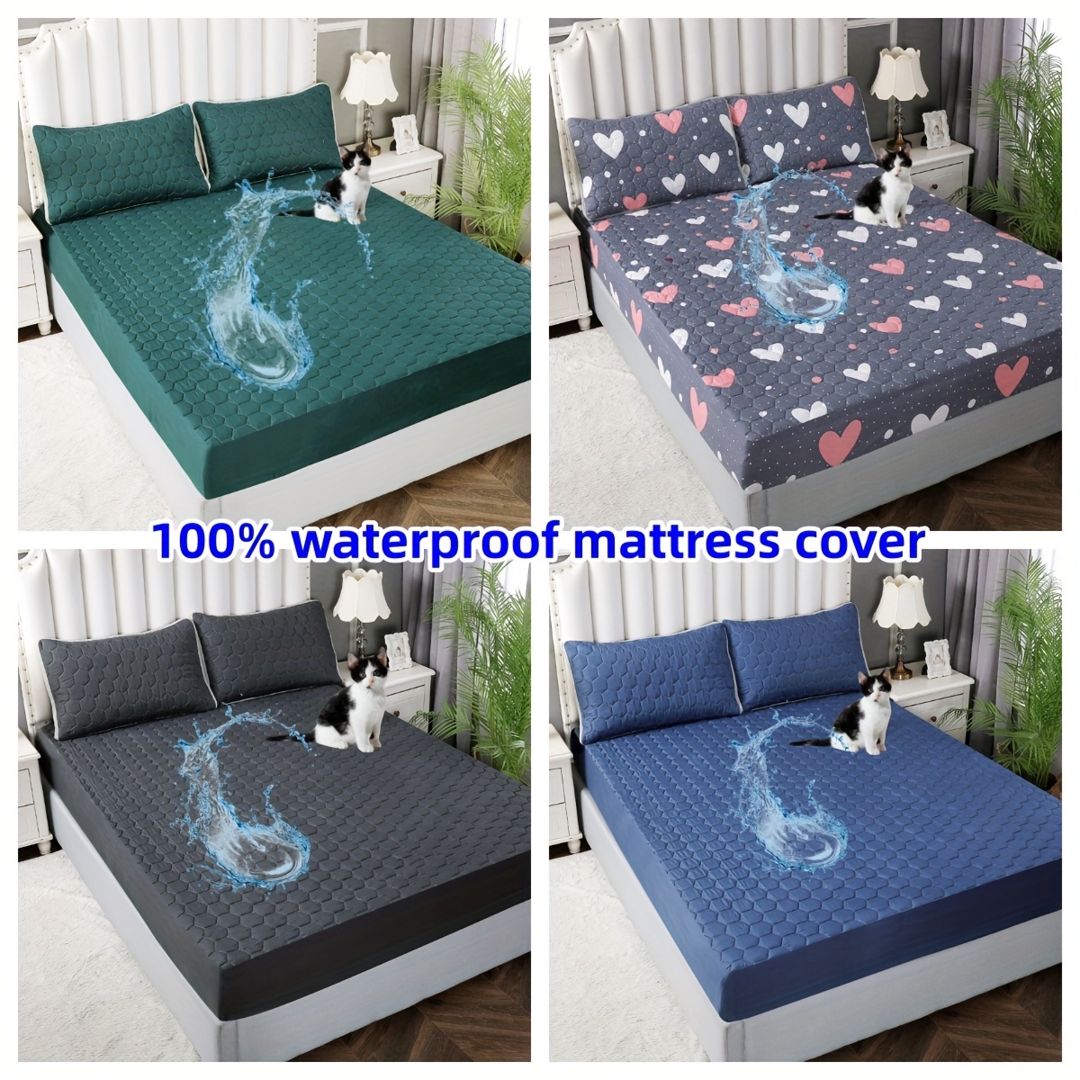 1pc waterproof three layer thickened fitted bed sheet non slip breathable versatile mattress cover suitable for   room dorm reversible machine washable   help   pocket mattress protective cover eid al   details 0