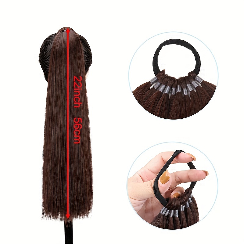 womens   straight synthetic ponytail extension with elastic hair tie versatile   long ponytail for all hair types ideal for daily wear and special occasions details 3