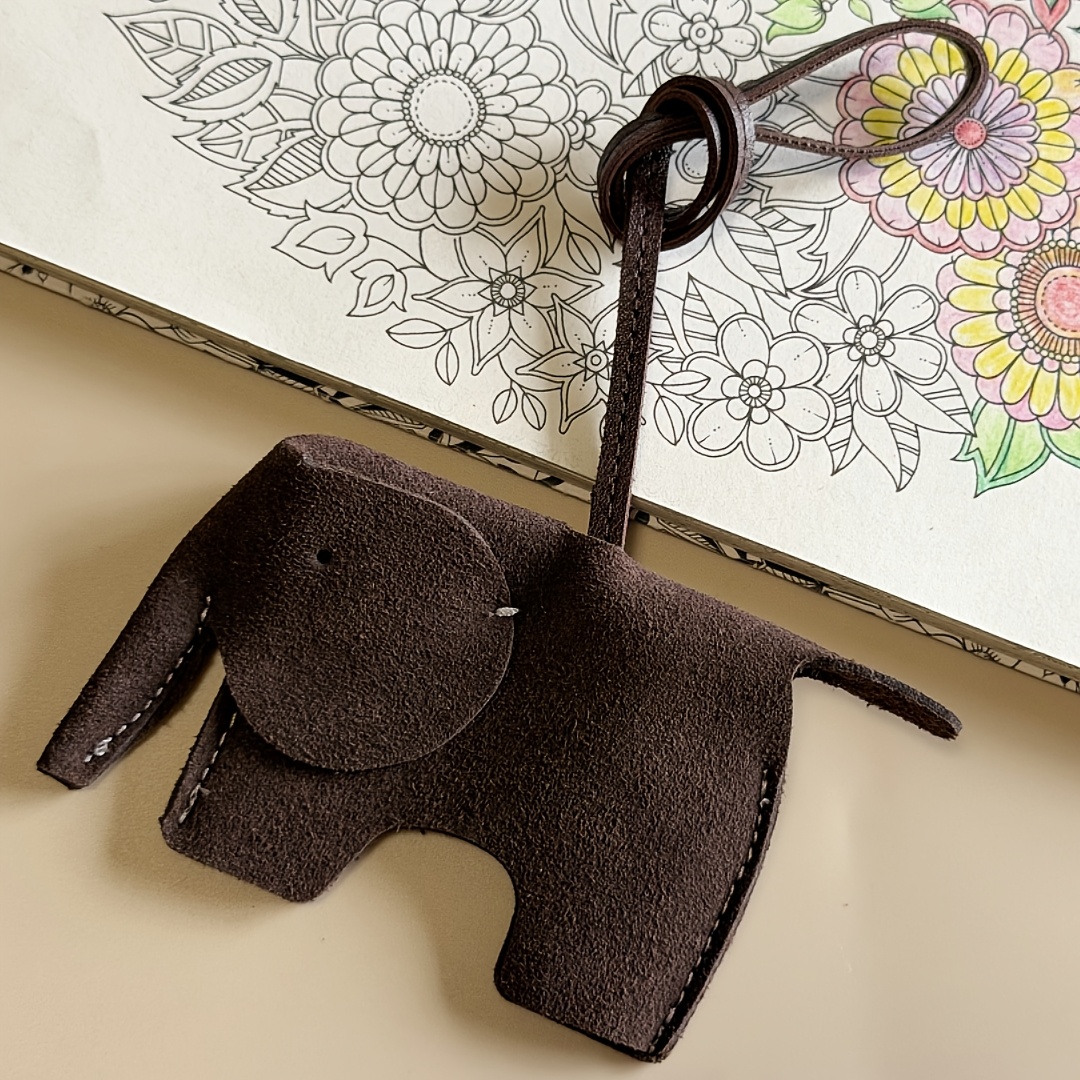 TEMU Colgante de elefante adorable, 1 pieza, material de cuero PU, para todo tipo de dijes de bolso, accesorios para llavero de coche, regalo ideal