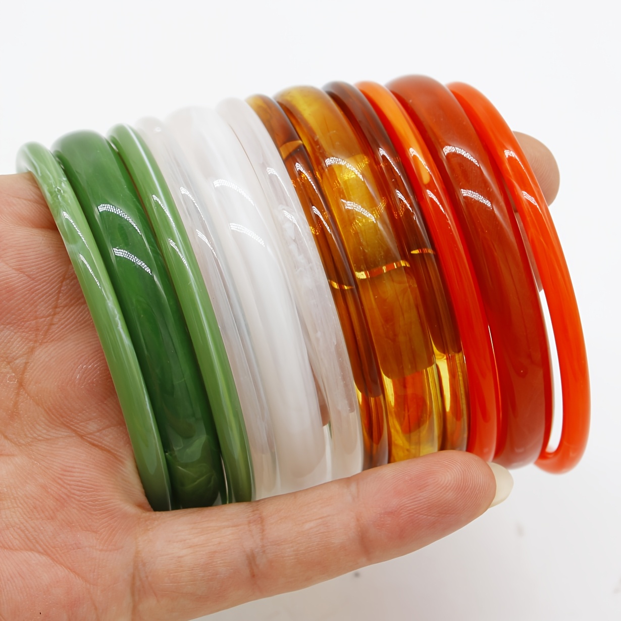 3pc Multicolor Thin Hoop Acrylic Bracelets Set