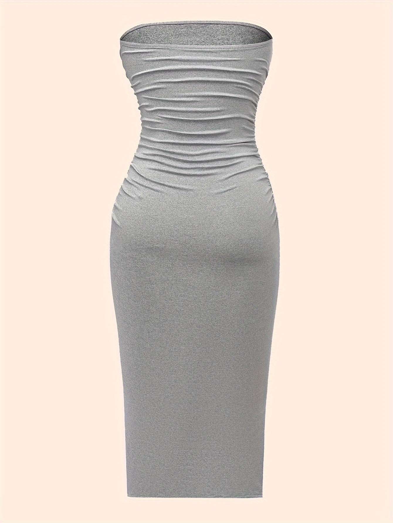 Ruched Solid Tube Dress, Casual Dress For Spring & Summer, Women's Clothing
