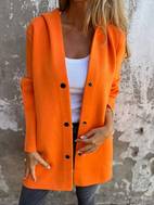 chaqueta con capucha y botones en el para mujer, estilo casual, con cuello , color , ropa de abrigo para otoño e invierno, larga, y acogedora, adecuada para ropa casual, otoño e invierno, diseño de cuello , chaqueta .