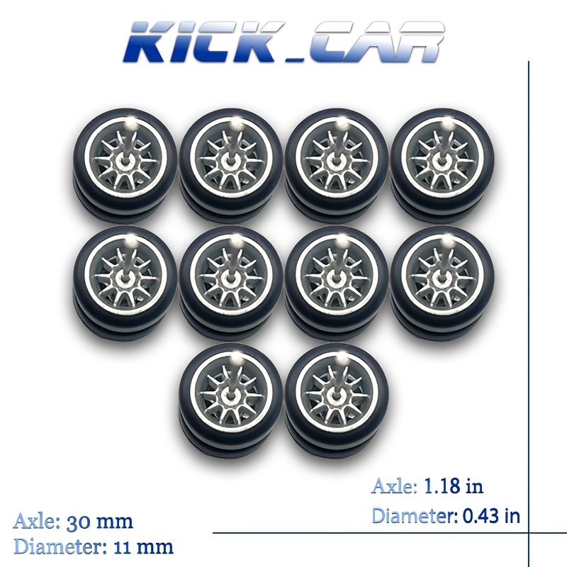 Image of Kicarmod 1/64 Scale Static Model Car Modified Rims, 10-claw Shaped Rims, Sold By Pack, 5 Sets Per Pack, 2 Strands Of Rims Per Set, Suitable For 1pc Car. Bald Tires, Rubber Tire Skins, Smooth Rotation