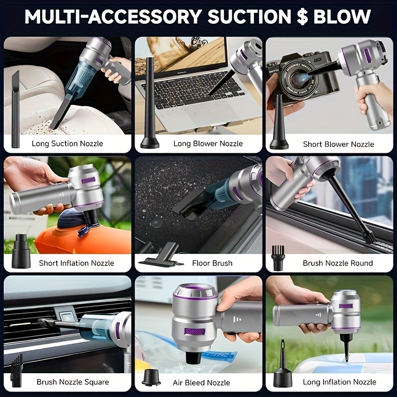 16000pa high 100w brushless motor vacuum cleaner 2000mah 3 handheld car vacuum cleaner air dust remover 4 in 1 portable vacuum suitable for cars and camping Product details 5