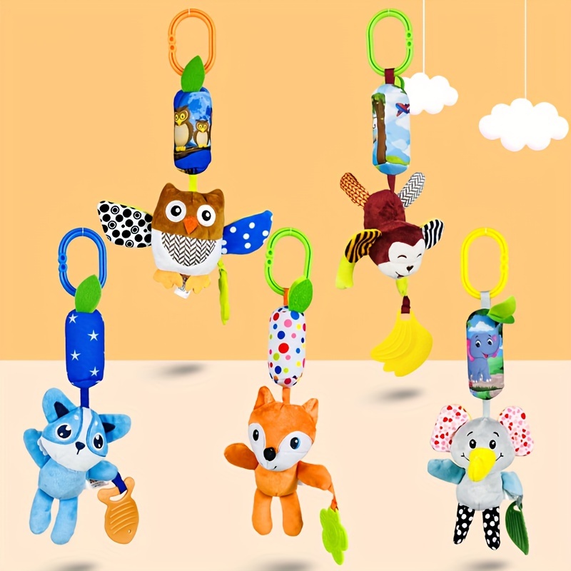 adorable animal wind chime teething toy cartoon   cat monkey elephant owl   youngsterss crib or car seat ideal christmas thanksgiving halloween easter gift details 5