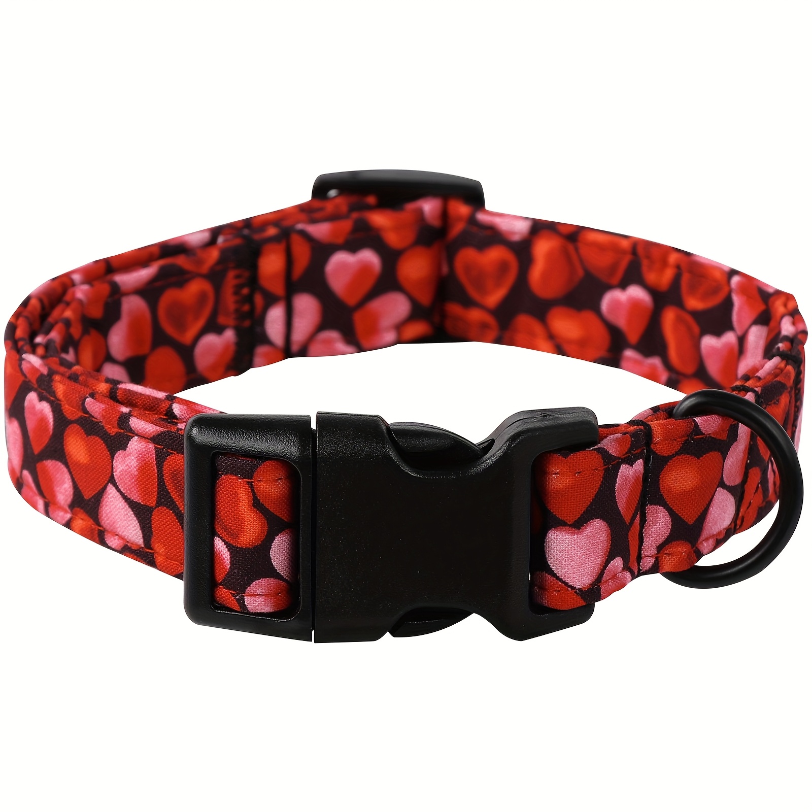 

Adjustable Collar With Romantic Heart Pattern - Soft, Comfortable Polyester, Safety - Ideal For Small To Large Dogs, , Photo & Celebrations