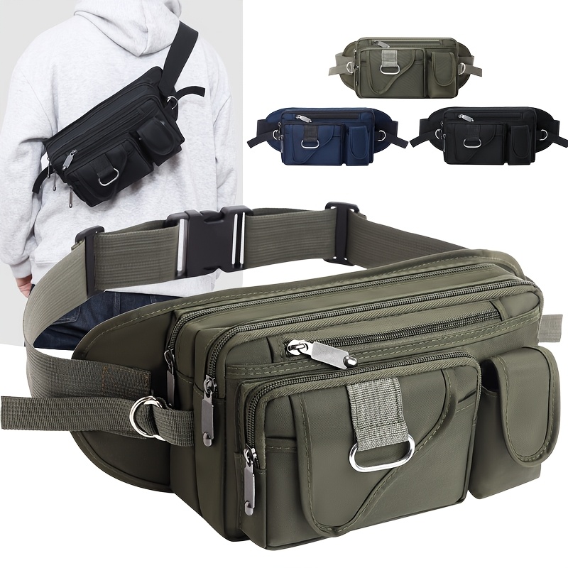 

A Unisex Waist Bag Nylon Fabric With Multiple Pockets, Suitable For Outdoor , Featuring A Storage Design For Sports, Running, And Stylish Use, Ideal For Travel, Business, And , As A Dad Bag.