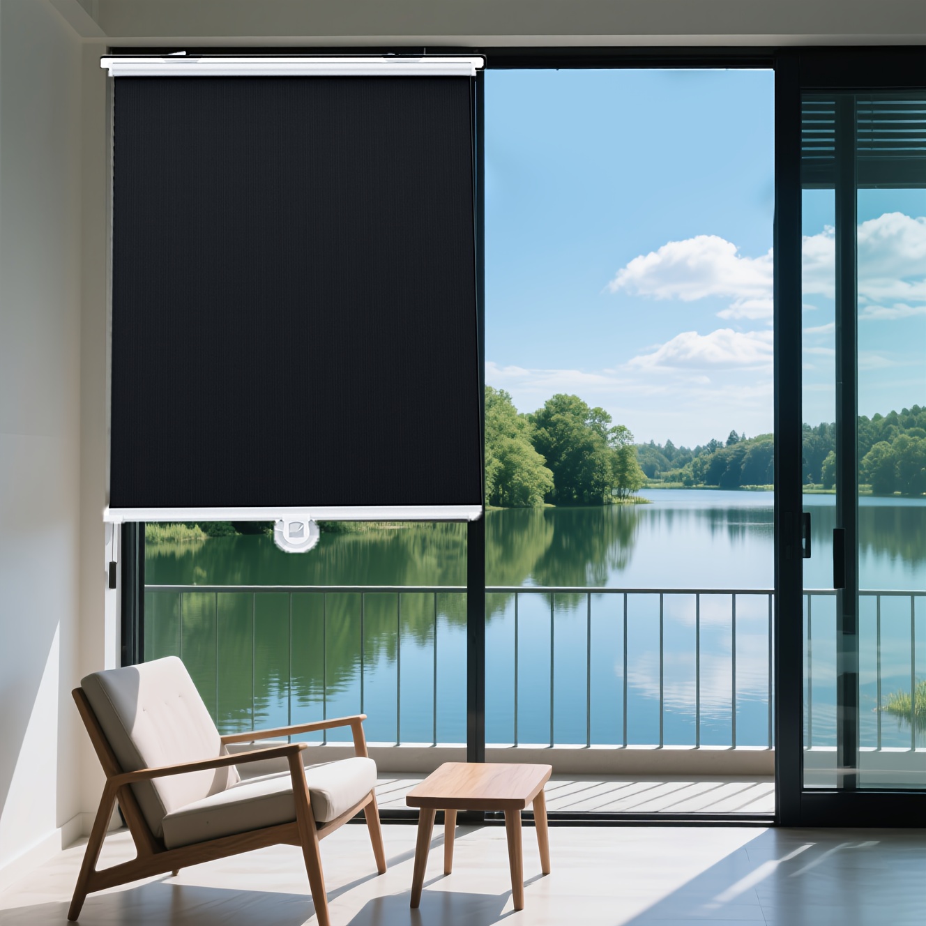 2pcs No-Drill Retractable Blackout Curtains, UV Protection Thermal Insulation Window Shades for Office Balcony Kitchen Use, Privacy and Cooling Decorative Home Accessories
