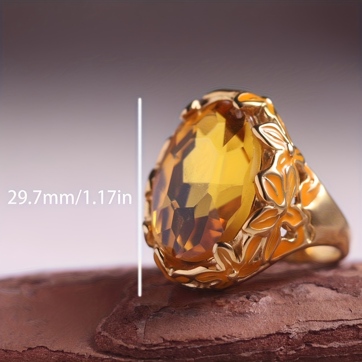 Women's 316L Stainless Steel Resin Drop Pattern Gemstone Ring