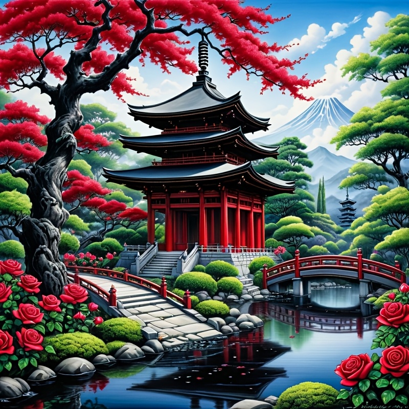 

1pc Kit de 5D à perçage , japonaise pittoresque et , de la décoration murale de et du , 40x40cm, ,