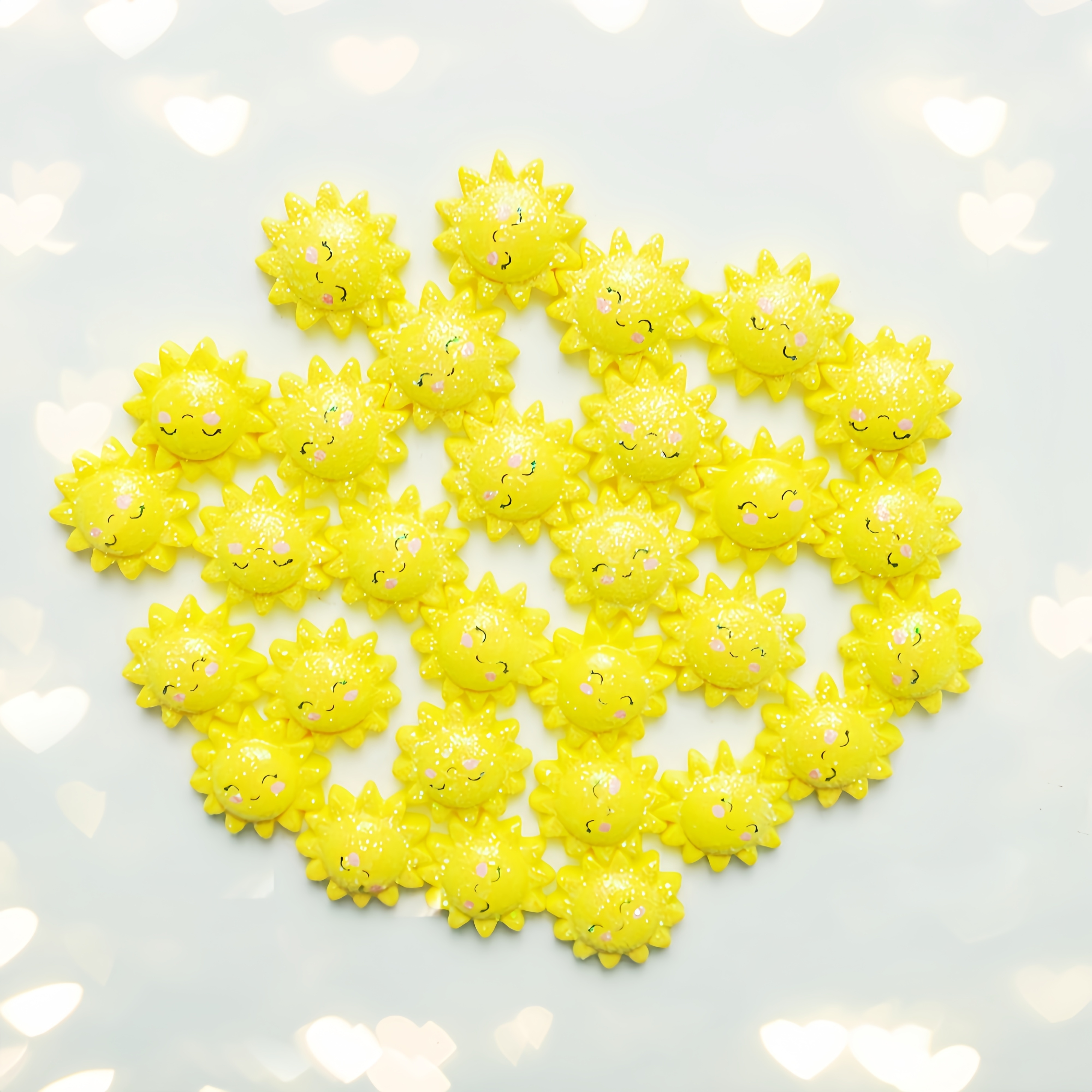 

30pcs Mix Resin Cute Sun Flowers Flatback Figurines Cabochon Resin Patches For Diy Bow Home Decor Accessories Crafts For Diy Craft, Scrapbook Decoration