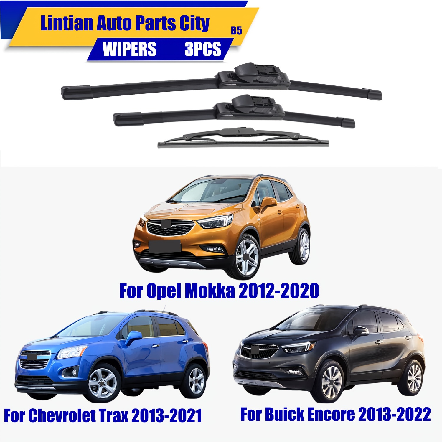 Windshield Wiper Suitable For 2013-2021, 2022, 2023, Compatible With For 2013-2022, And For Mokka 2012-2020, Featuring Replacement - 26 Inches + 14 Inches + 10 Inches - (set Of 3)
