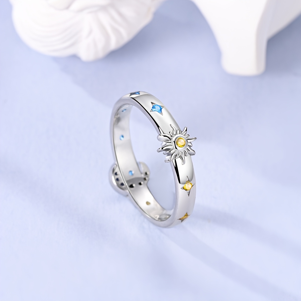 Women's Elegant Sun and Moon Radiance Ring