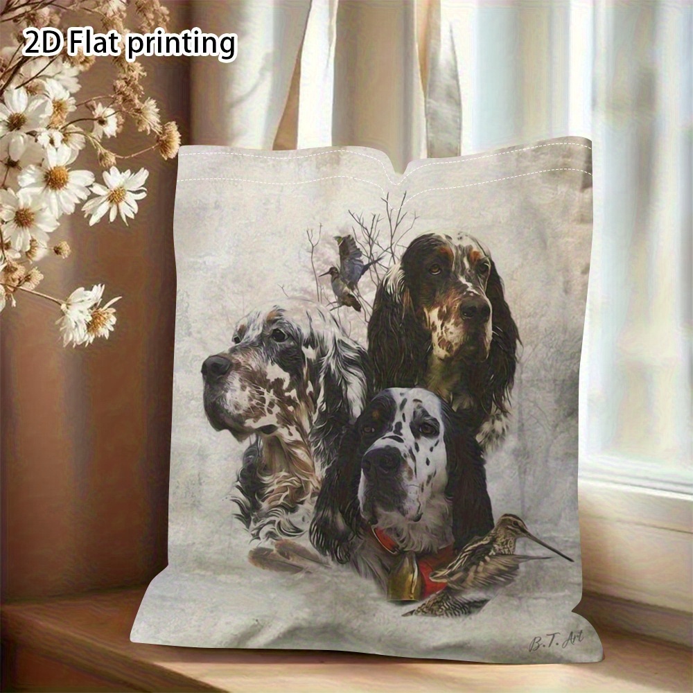 TEMU 1 borsa di tela stampata 2D, a , adatta per lo shopping, con un English Setter, per la stagione di caccia al gufo, il pendolarismo, la scuola e