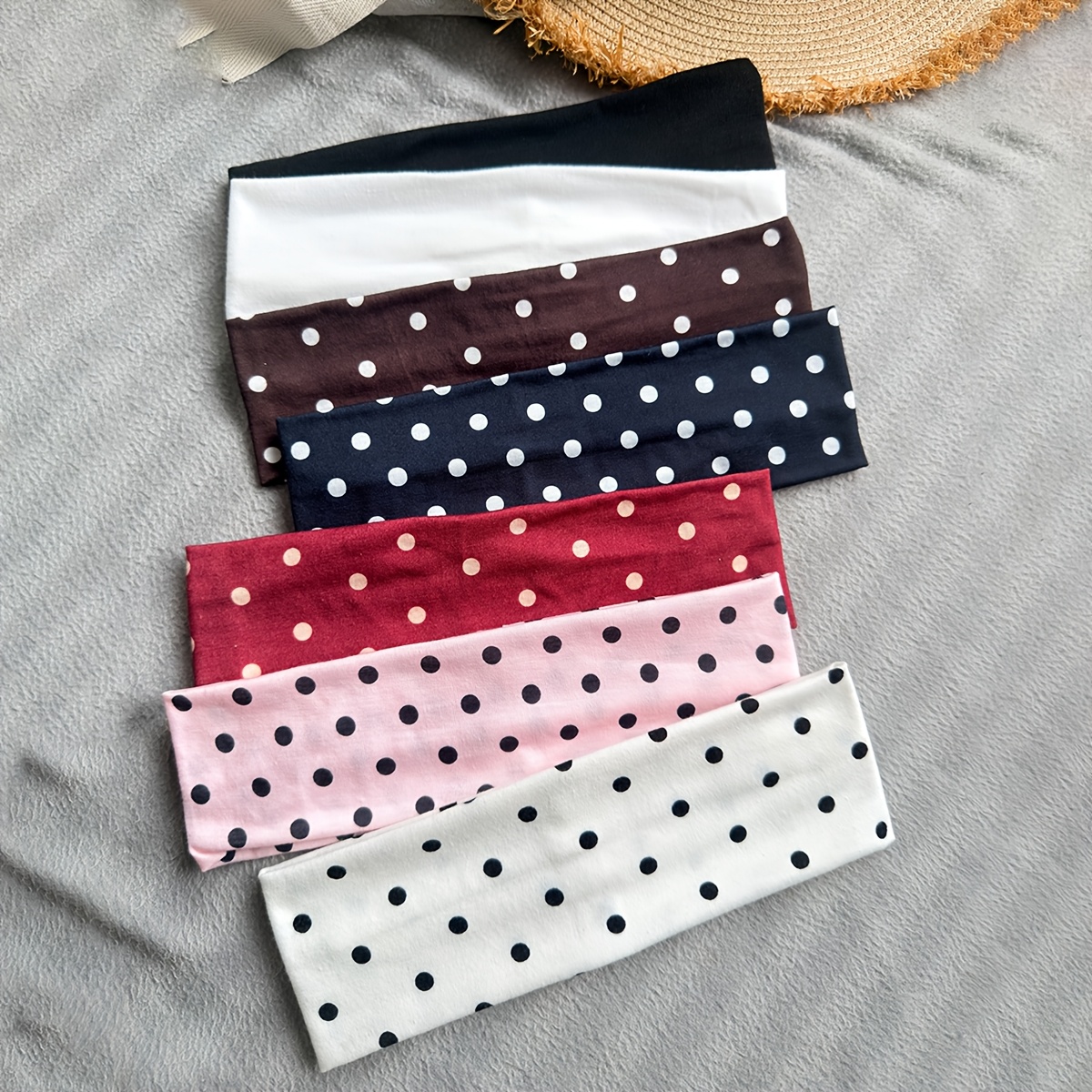TEMU 7pcs Women's Striped Stretchy Sweat-absorbing Sports Headbands, Suitable For Skincare, Face Washing, Fitness, Exercise, Commuting, And Festive