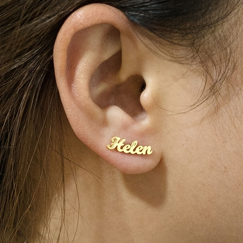 TEMU Orecchini a perno con personalizzato in acciaio inossidabile 304L, gioielli per orecchie con personalizzato, gioielli per orecchie minimalisti,