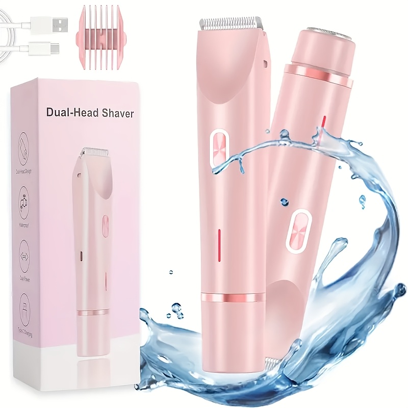 2 in 1 womens electric shaver for eyebrows face legs armpits dry and wet use portable   adjustable usb rechargeable shaver double headed shaver womens razor multifunctional beauty tool ideal gift for ladies Product details 1