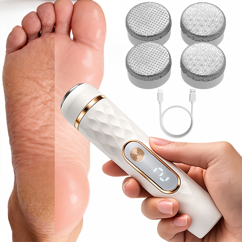 TEMU Electric Foot File, Automatic Remover Portable Electric Foot Care Device One-button Control Suitable For Hard Dry Rechargeable 4 Interchangeable