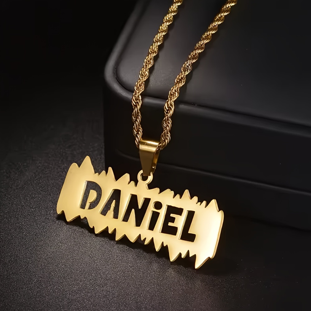Custom Hollow Letter Pendant Name Necklace, Vintage Style