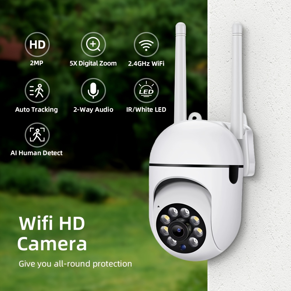 Two Packs of Garden Outdoor Security Cameras, IP Camera Home Security System, Floodlight Artificial Intelligence Motion Detection, Two-way Audio, Infrared Night Vision, Home Video Surveillance Camera details 0