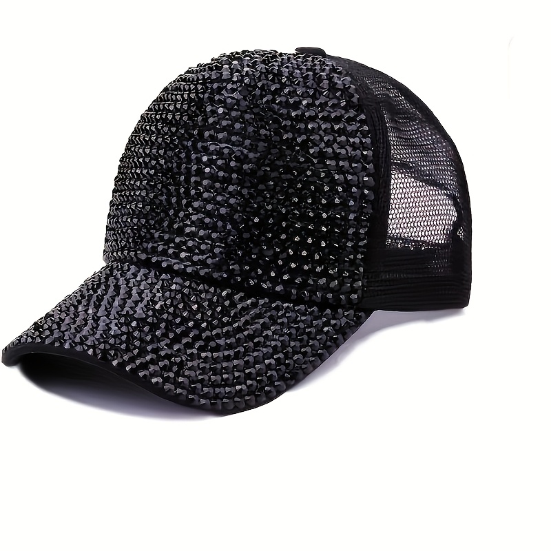 TEMU 1pc Hip-hop Style Party Nightclub Hat, Featuring Rhinestone And Heat-fix Application. Suitable For Truck Drivers, This Trendy Hat Is Perfect For