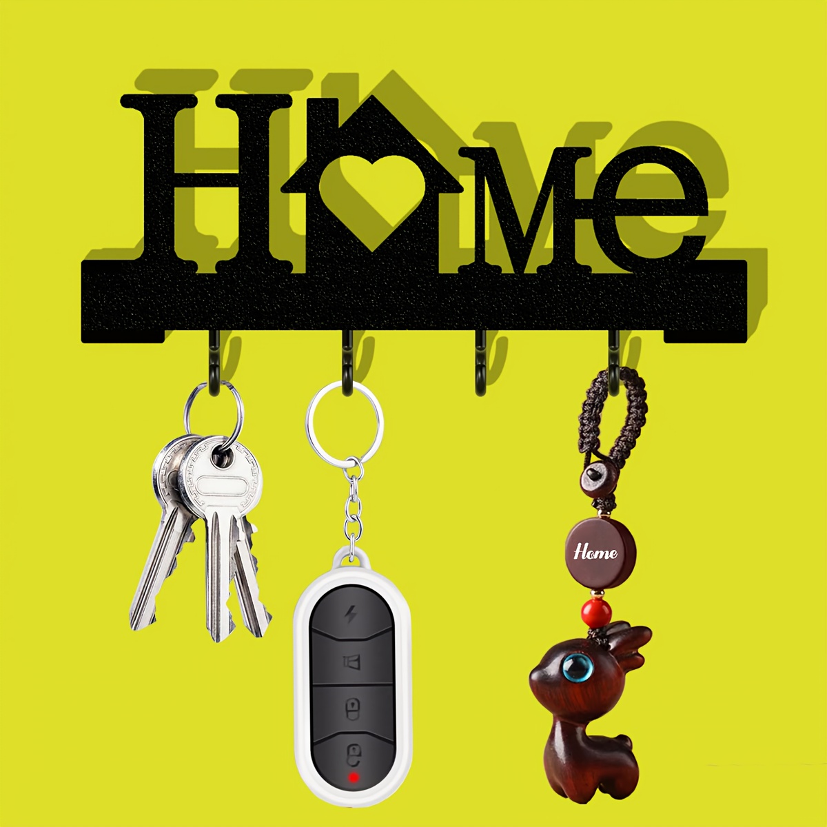 1 llavero de pared con forma de corazón "Home Love" para organizador de entrada con ganchos, incluye cinta nano transparente de doble cara, no requiere perforación, diseño fino, adecuado para la decoración del hogar en la sala de estar 7