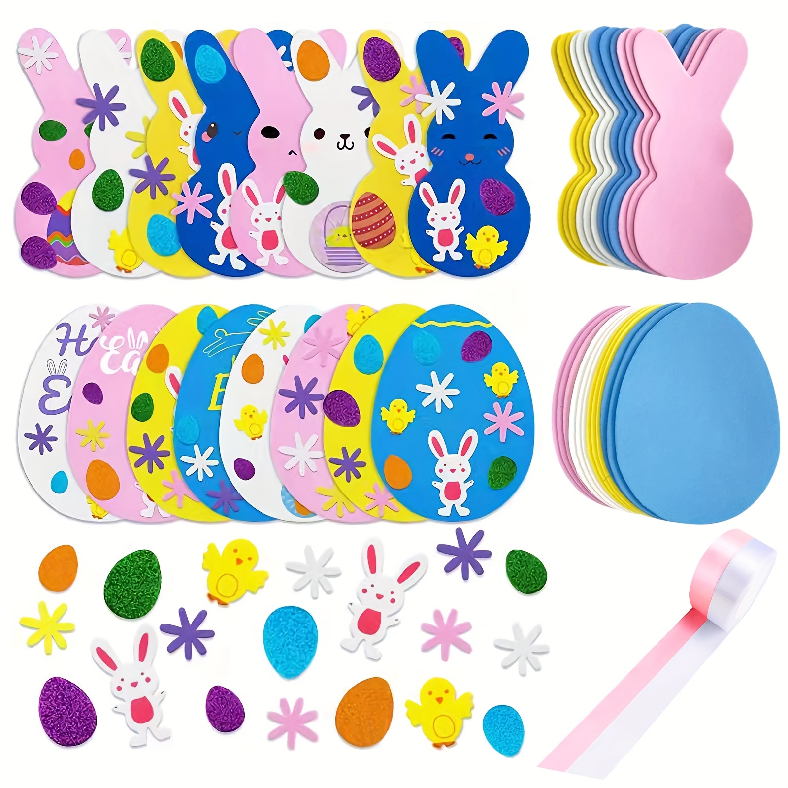 

Easter Foam Stickers Craft Kit, Bunny, Chick, Egg Decorations, Self-adhesive Glitter Paper Decor, With No Electricity Needed For Diy Easter Party Supplies