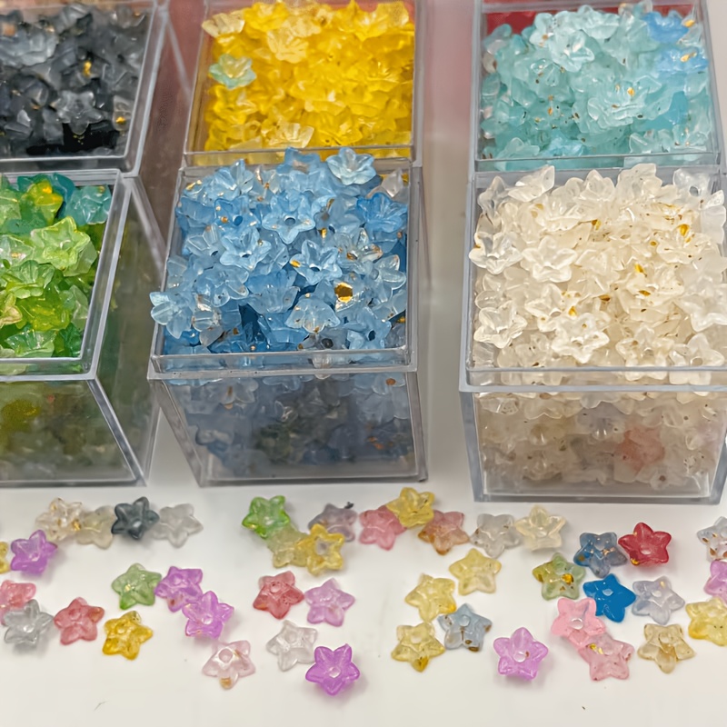 TEMU 500pcs Beads And Bead Assortments Sparkling Flower Beads - Transparent Mixed-color Bulk Beads, Used For Jewelry Making, Bracelets And Necklaces,