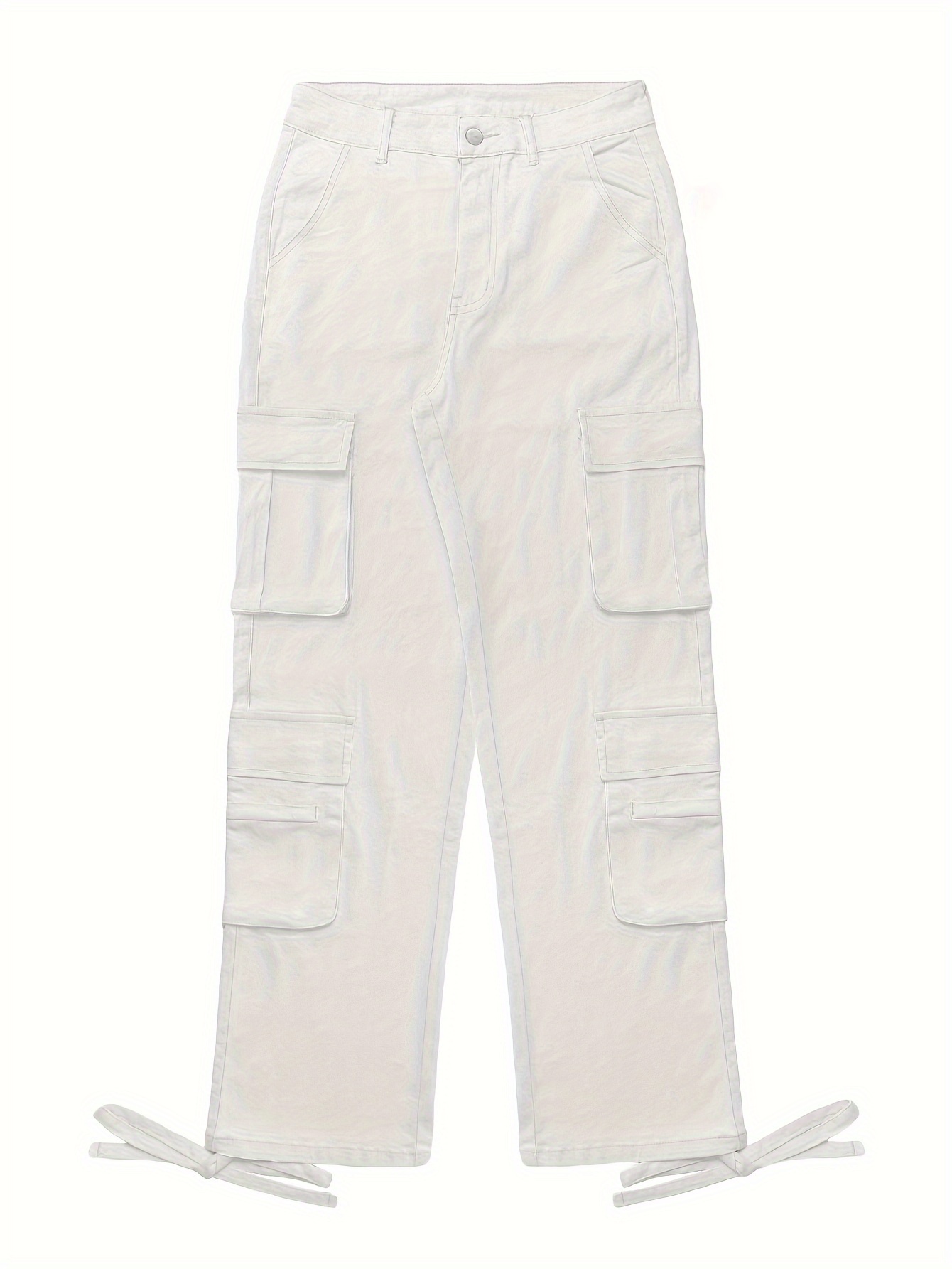 women's high waisted white cargo pants vintage 90s baggy