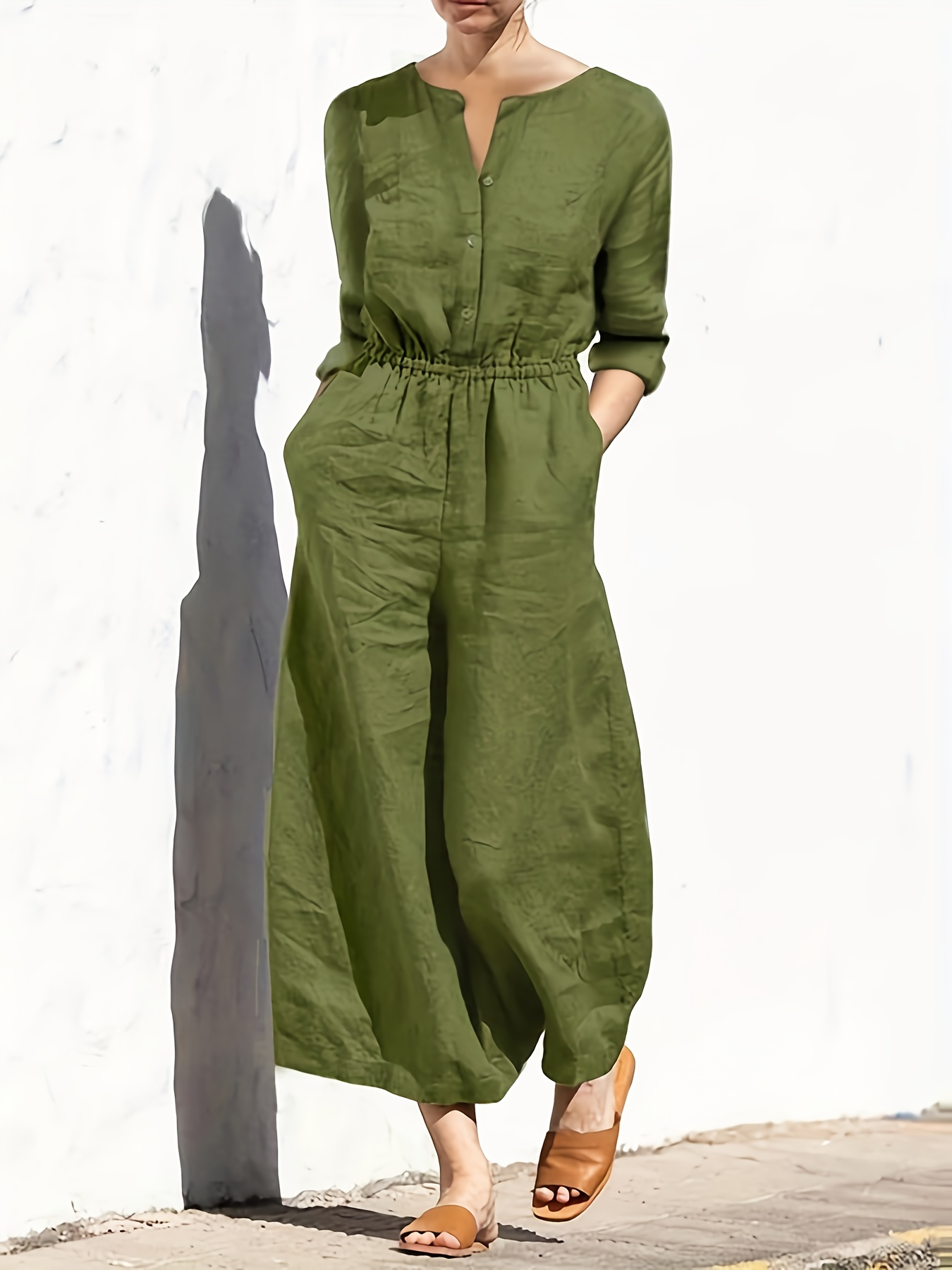 Relaxed linen jumpsuit deals