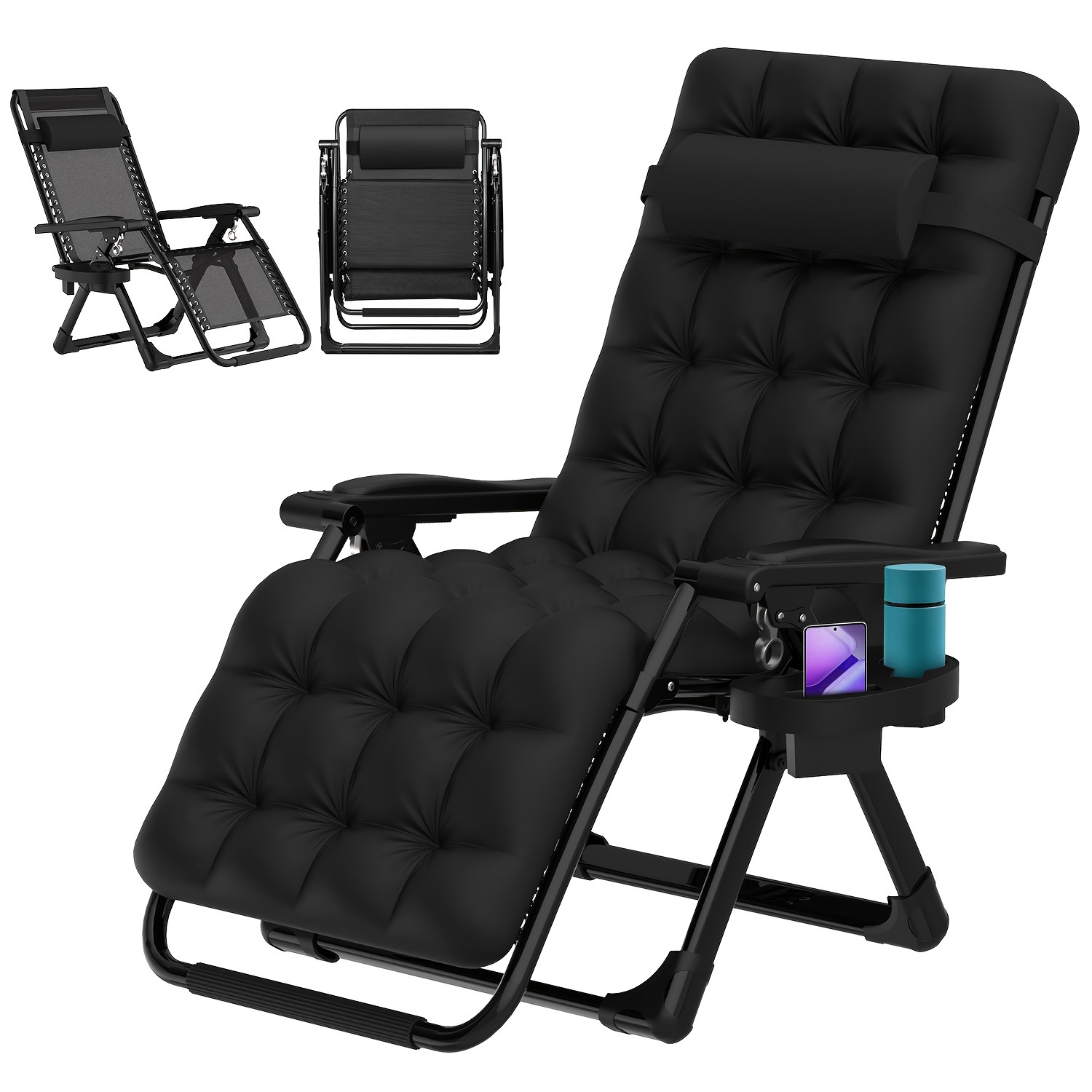 Chaise Longue Jardin Réglable Zéro Gravité - Coussin Inclus - Pliable - Support 200 Kg - Intérieur/extérieur