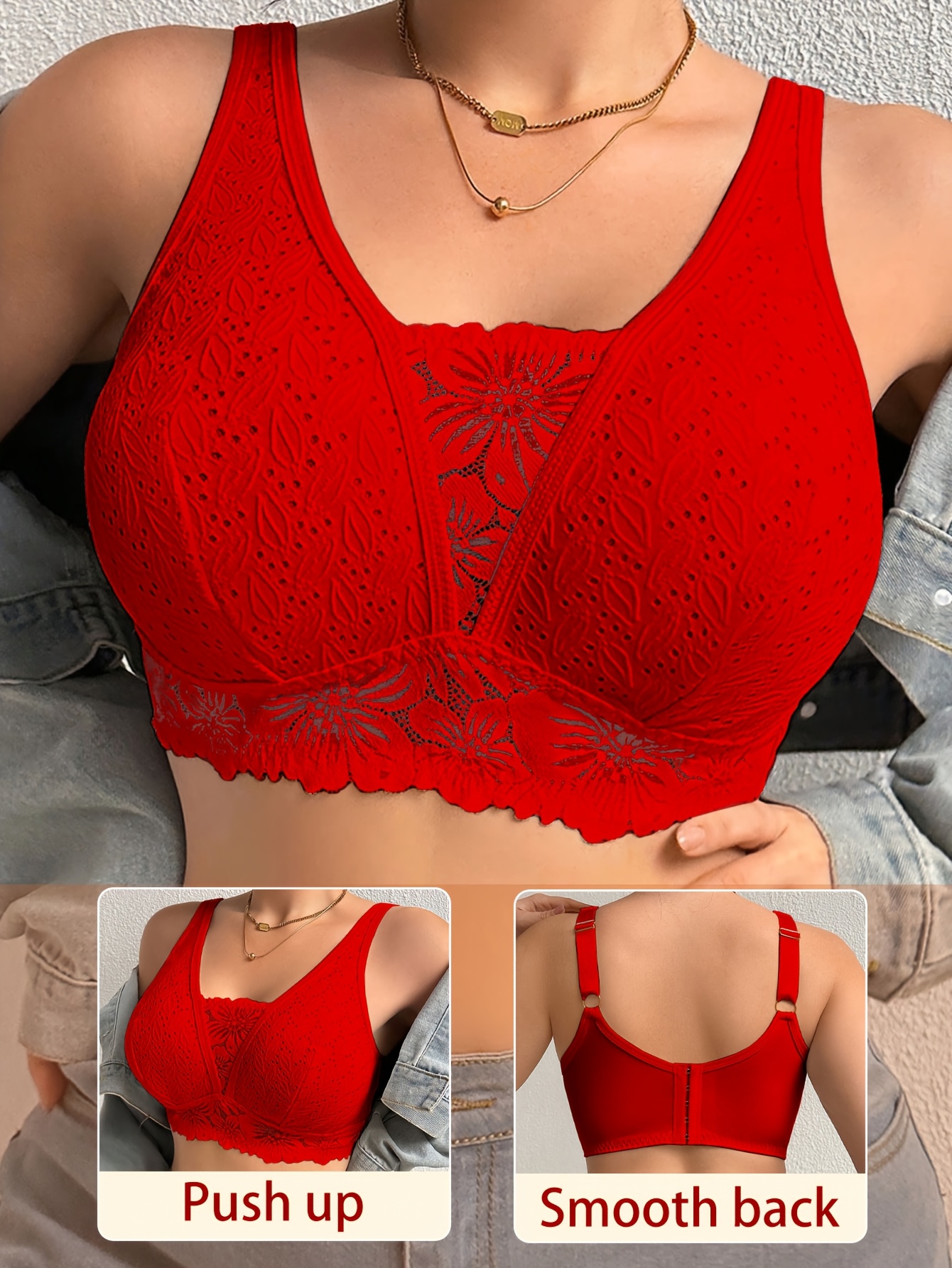 plus size womens bra   wireless bra breathable push   support high quality adjustable straps seamless daily wear for   occasions
