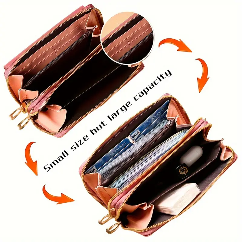 1pc ladies fashionable multifunctional crossbody bag large capacity shoulder purse with double zipper adjustable detachable strap lightweight card holder mobile phone pouch wet wipe clean compact stylish design in multiple colors black beige details 1