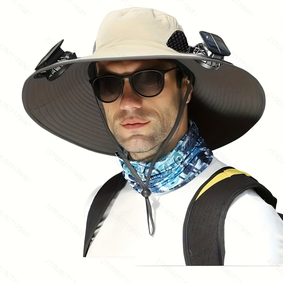 for man Outdoor solar multi-purpose fan cap. Built-in detachable dual fans. Adjustable three-speed wind with USB charging port. Fishing caps for outdoor recreation. Bucket hat. Sunscreen hats. Outdoor sun hat. Mountaineering hat.