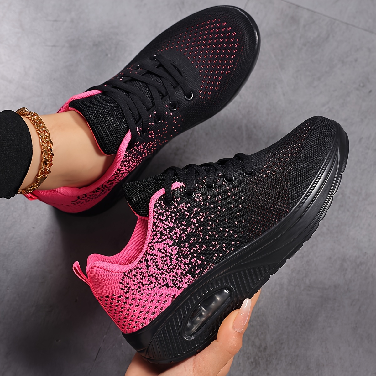 Image of New Mesh Knit Sports Shoes, Running And Leisure Mesh Shoes, Breathable, Versatile, Trendy Shoes With Thick Soles For Height Increase, Women Shoes, Sneakers