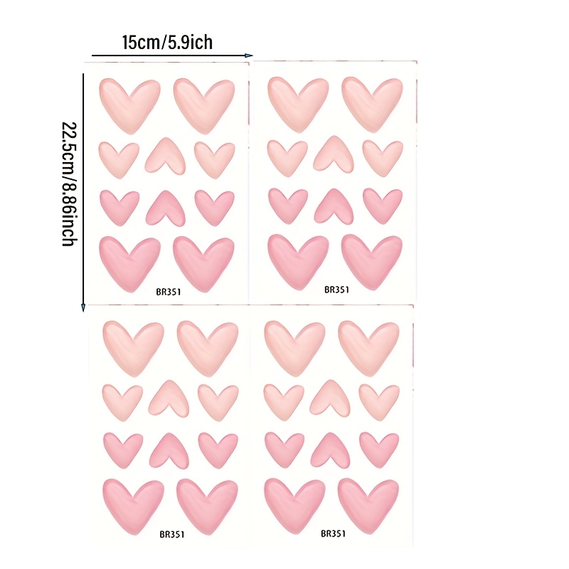 Image of 20pcs/40pcs Stickers, Pink Heart Pattern Self-adhesive Wall Stickers, Bedroom Hallway Living Room Porch Home Decor Wall Stickers, Removable Wall Stickers, Wall Decoration Stickers