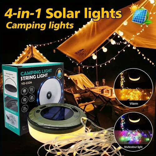 32 81ft solar lights outdoor camping light 10meter string light outdoor tent light rgb atmosphere light led flashlight with hook ip44 camping party holidays christmas halloween decorative lights
