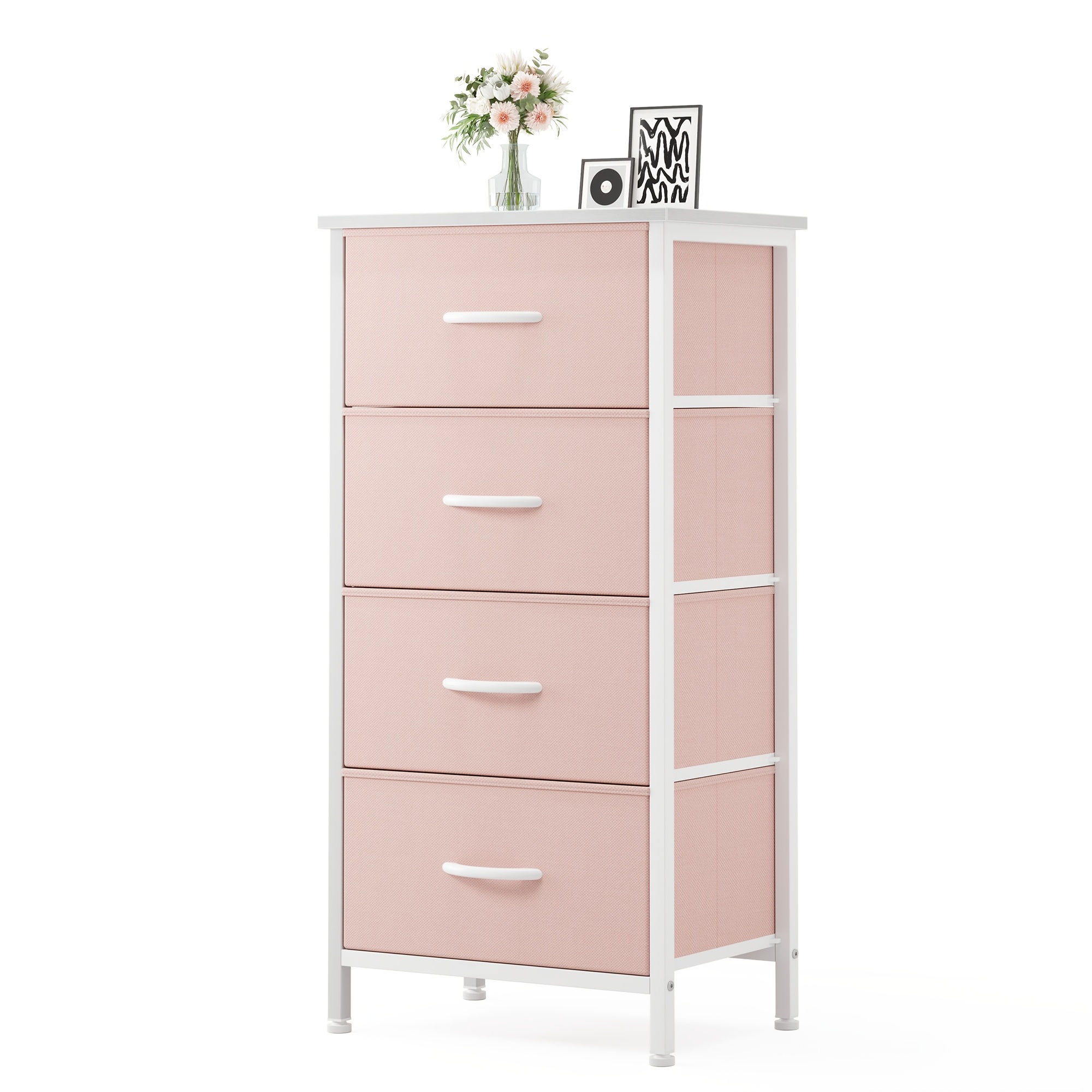 Storage Tower With 4 Drawers, Organizer Unit, Large Capacity Fabric Dressing Table Suitable For Entrance Hall, , Entrance, Vintage Furniture With Sturdy