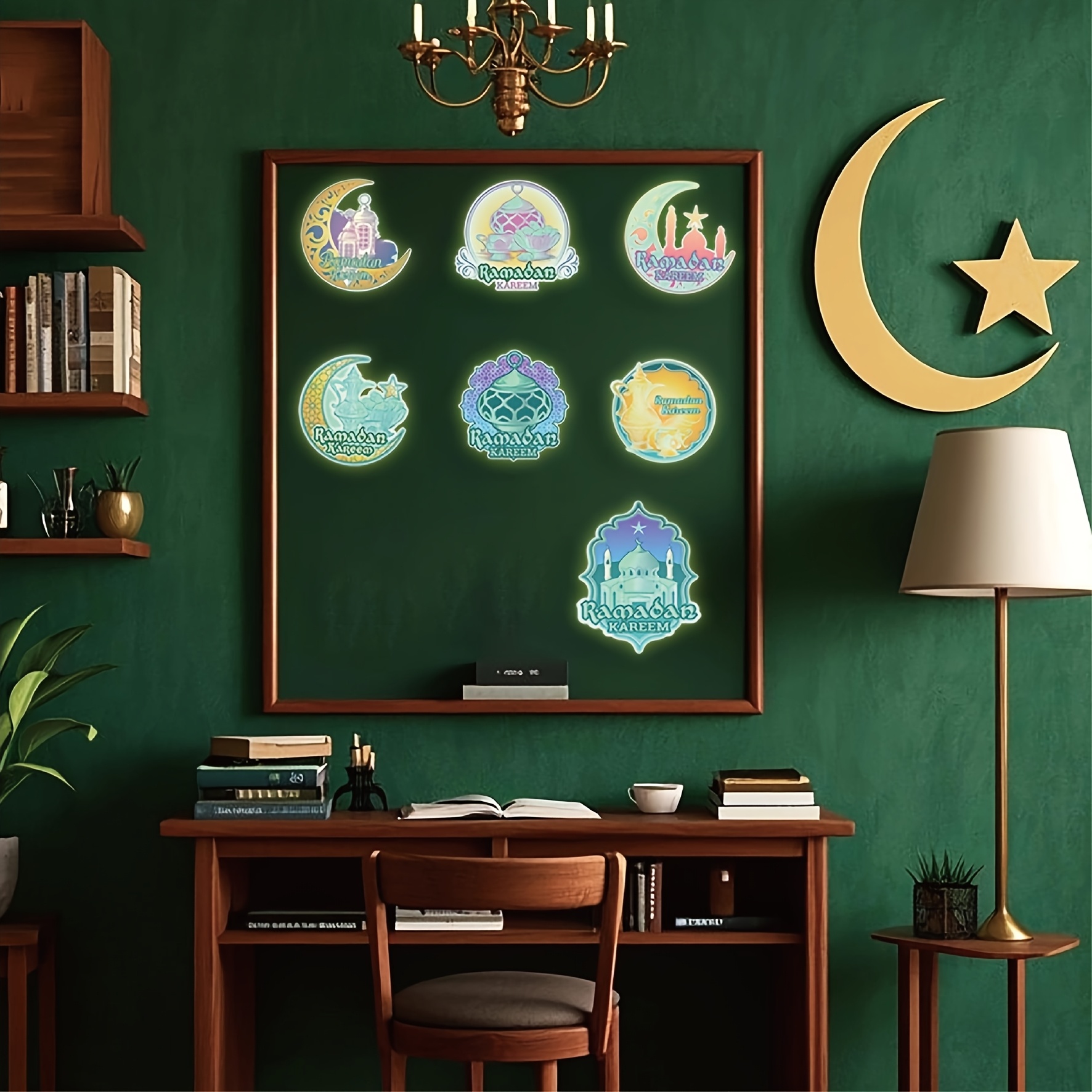 TEMU 2d Door Banner A Set Of 8 Ramadan-themed -the-dark Magnets For Decorating Dishwasher Doors, Refrigerators, And Storage Cabinets. Glow Without