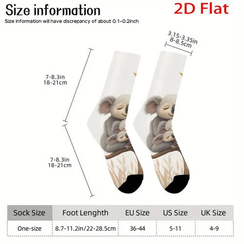 2d flat 1 pair of socks koala on a tree patterned socks for outdoor valentines day easter christmas halloween gifts suitable for casual wear trendy and fashionable comfortable and friendly 2d flat