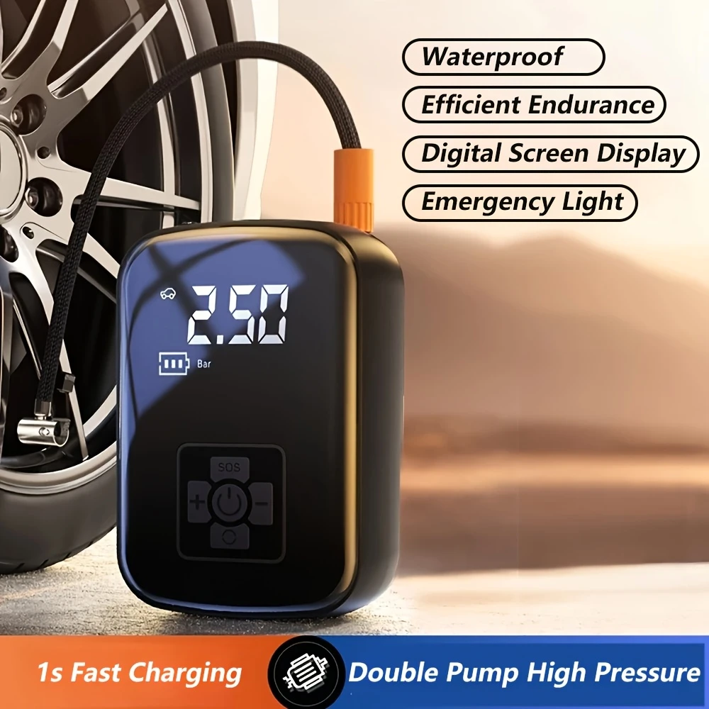 Portable Wireless Car Air Compressor – Built-in Pump & Light