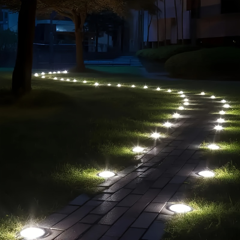 8pcs Solar Stainless Steel Pathway Lights, Automatic On/Off Solar Ground Inserted Lights, Warm/White, for Garden, Patio, Deck, Lawn, Driveway, Steps, And Walkways, Pathway Lights, Garden Lighting, Driveway Lighting, Fashionable Design