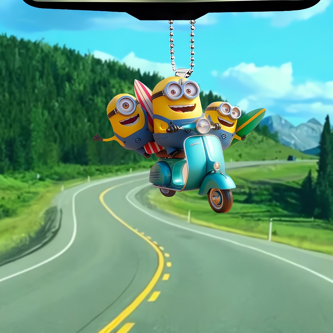 

Minions Summer Surfing 2d - Pendant For Car , & , Keychain Accessory, No Needed